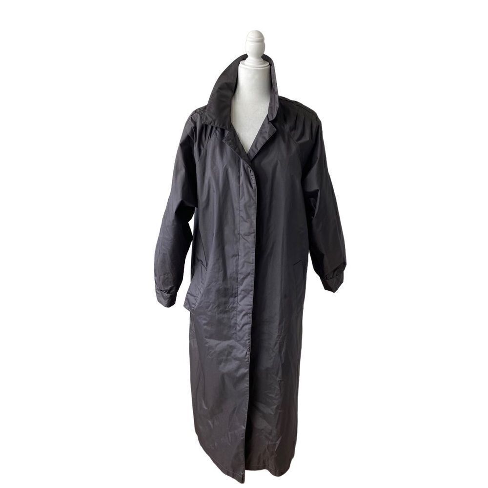 Charles Klein Woman’s Raincoat Black Gray Removable Lining SZ 10